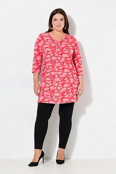 Ulla Popken Longshirt Longshirt Biesen A-Linie V-Ausschnitt 3/4-Arm günstig online kaufen