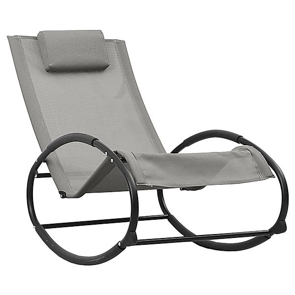 furnicato Sonnenliege mit Kissen Stahl und Textilene Grau günstig online kaufen