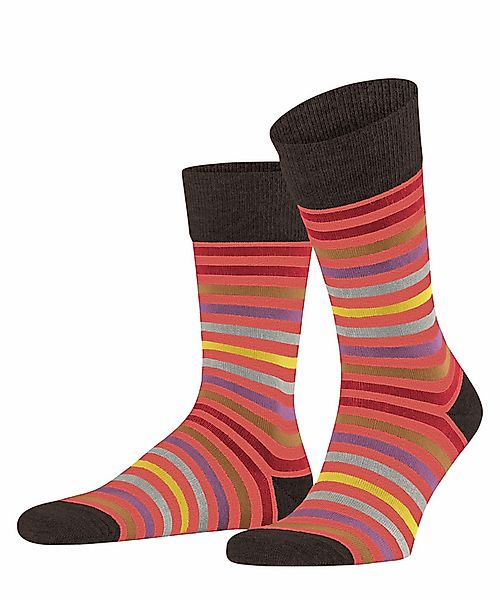 FALKE Tinted Stripe Herren Socken, 43-46, Orange, Streifen, Schurwolle, 132 günstig online kaufen