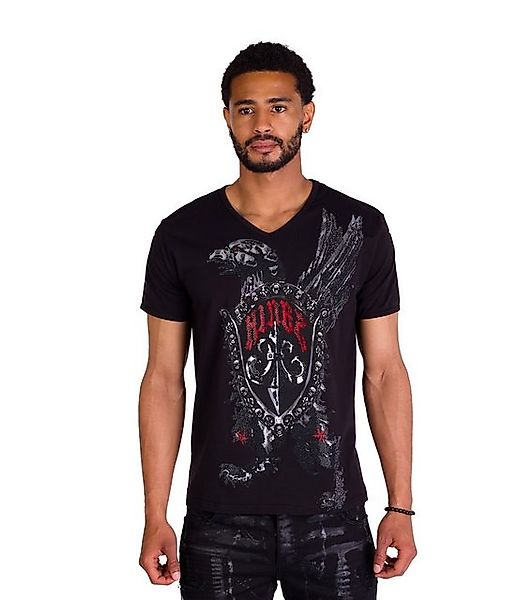 KINGZ T-Shirt T-Shirt SLIM Fit mit Adlermotiv und Strass Schwarz XXL günstig online kaufen