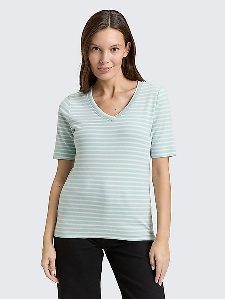 TOM TAILOR T-Shirt T-Shirt Slim Fit T-Shirt mit V-Ausschnitt günstig online kaufen