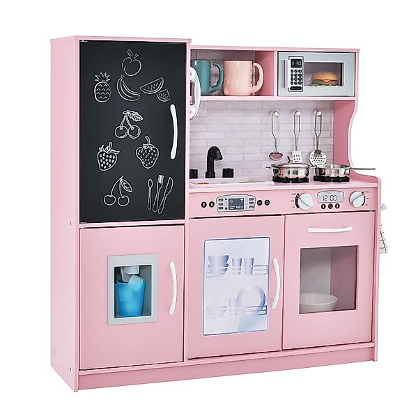 KOMFOTTEU Spielküche Kinderküche, mit Mikrowellen, Backofen, günstig online kaufen