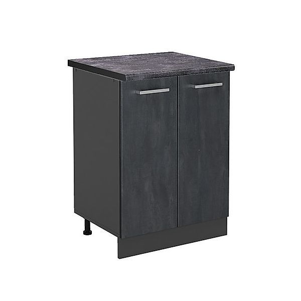 Vicco Küchenunterschrank R-Line Schwarz Beton/Anthrazit 60 cm AP Anthrazit günstig online kaufen