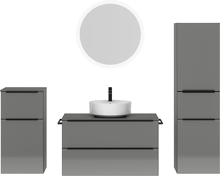nobilia® Badmöbel-Set »Alvene«, (4 St., vormontiert, mit Soft-Close), Hochg günstig online kaufen