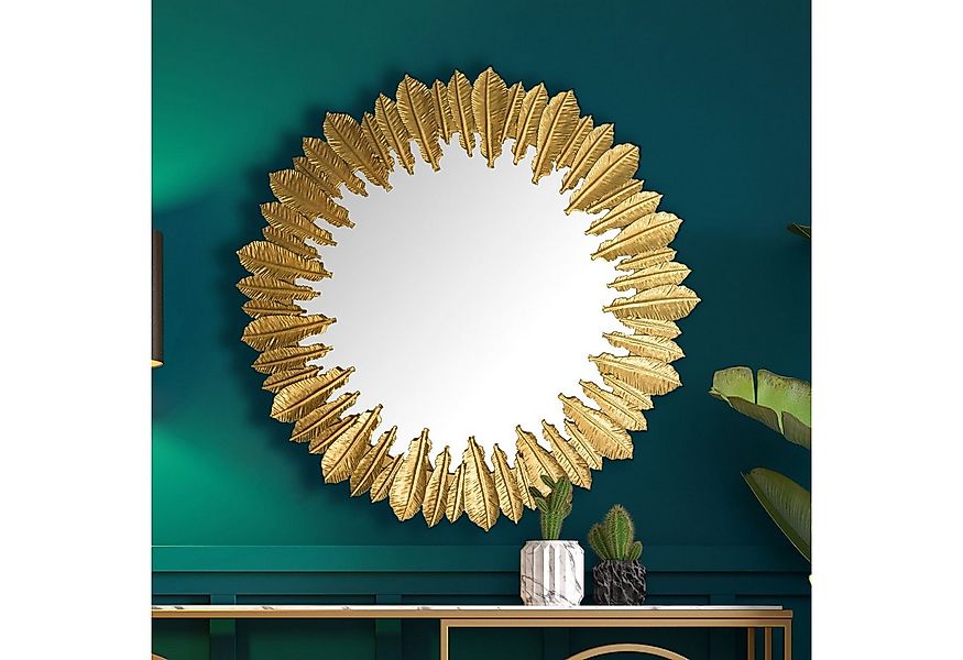 FINEBUY Wandspiegel Flurspiegel Federn Metall 68 cm Spiegel Flur Hängespieg günstig online kaufen