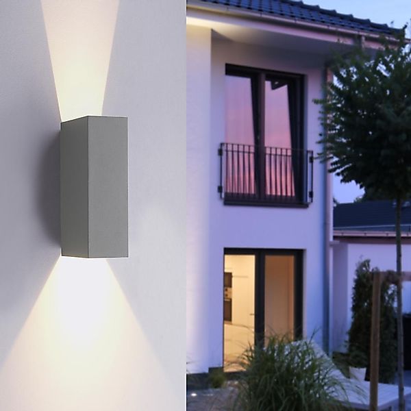 LED Wandleuchte Block in Grau 2x 1,5W 280lm IP54 günstig online kaufen
