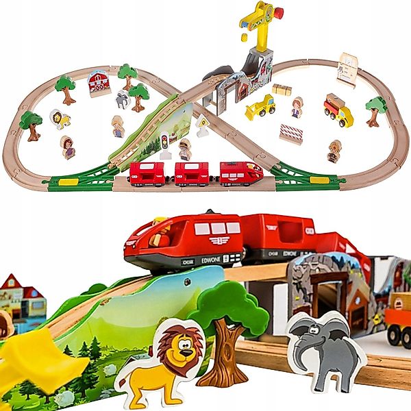 KRUZZEL Spielzeugeisenbahn-Set Holz-Eisenbahn elekt. Lokomotive 57 günstig online kaufen