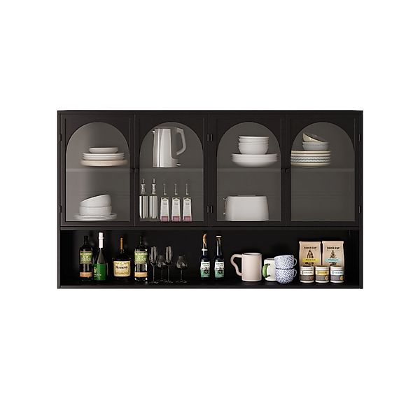 OKWISH Wandhängeschrank Hängeschrank,Four-door,Glass Wall Cabinet Storage, günstig online kaufen
