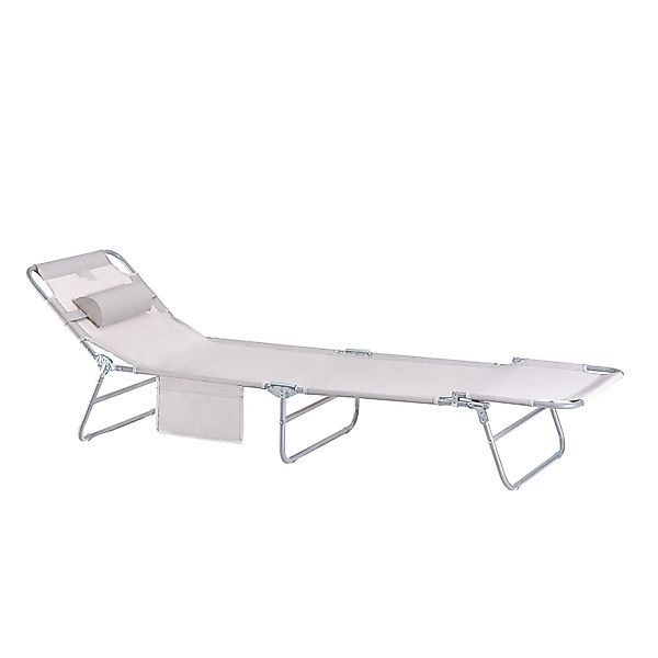 SoBuy Gartenliege mit Seitentasche Klappbar Metall Beige OGS35-MI günstig online kaufen