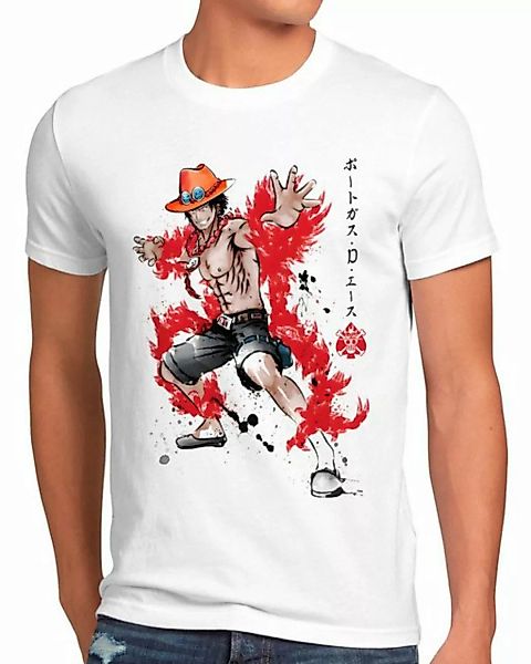 style3 Print-Shirt Herren T-Shirt Fire Fist japan anime luffy manga one pie günstig online kaufen