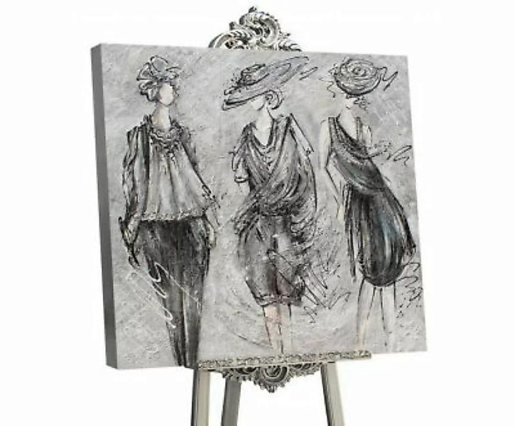 YS-Art™ "Gemälde Acryl ""Podest"" handgemalt auf Leinwand 90x90 cm" silber günstig online kaufen