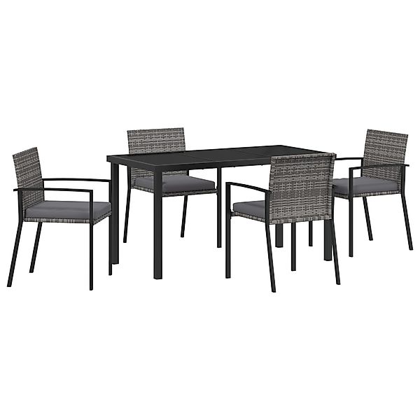 vidaXL Garten Essgruppe 5-Tlg Grau Poly Rattan 3379256 günstig online kaufen