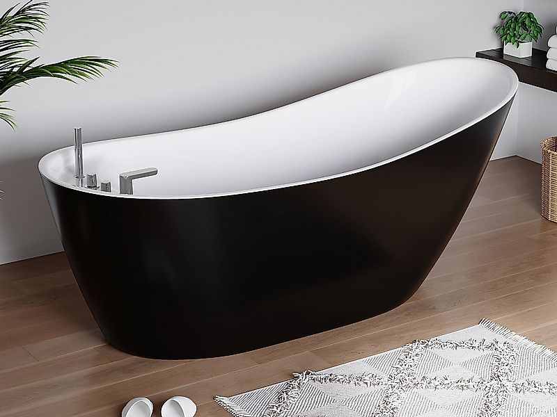 Freistehende Badewanne - 170 x 75 x 73 cm - 282 L - Schwarz - NATALIA günstig online kaufen