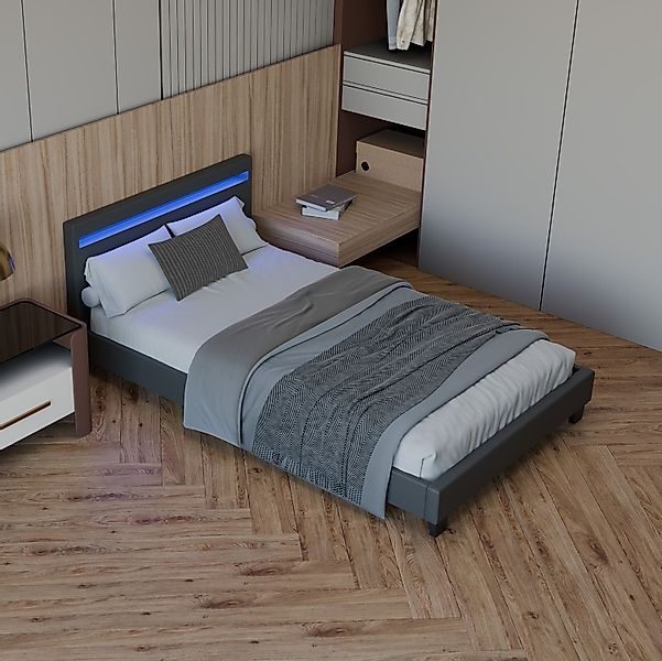 Juskys Polsterbett Verona, 120x200 cm, LED-Licht, günstig online kaufen