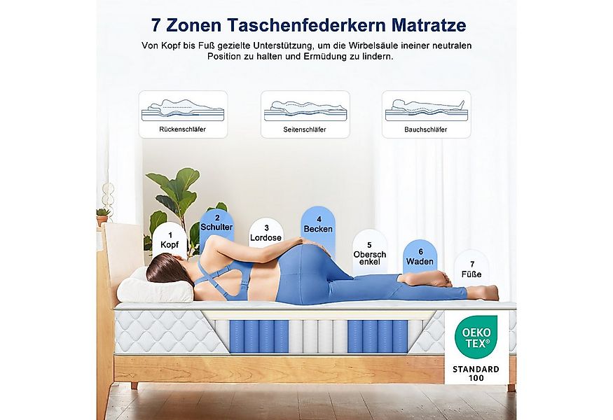 Taschenfederkernmatratze Matratze, 7 Zone Federkernmatratze Matratzen Atmun günstig online kaufen