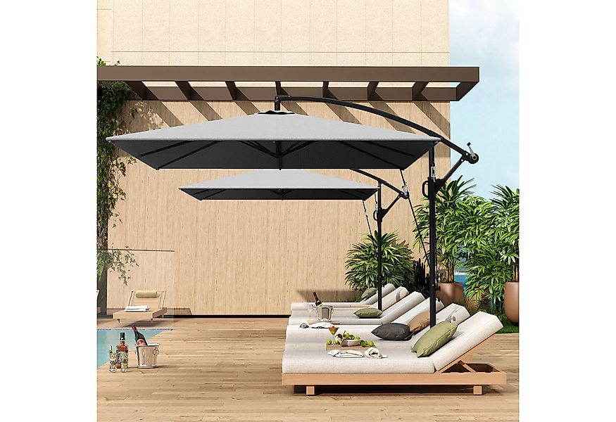 Outsunny Ampelschirm mit UV-Schutz 50+, wasserabweisend, mit Ständer, Abdec günstig online kaufen