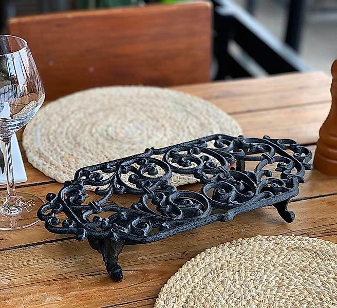 Stövchen für 3 Teelichter Landhaus Vintage-Stil Rechaud Gusseisen Schwarz günstig online kaufen