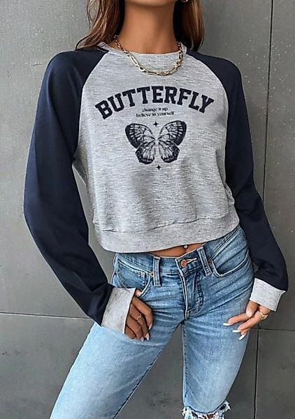 AFAZ New Trading UG Langarmshirt Sweatshirt mit Buchstaben- und Schmetterli günstig online kaufen