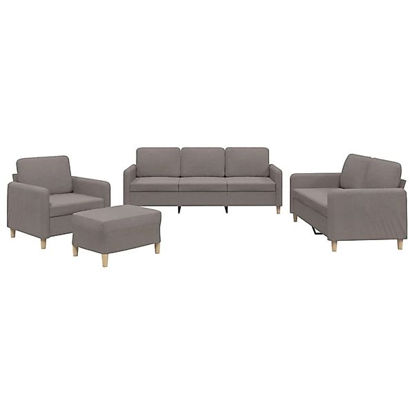 vidaXL 4-Tlg Sofagarnitur mit Kissen Taupe Stoff 3202069 günstig online kaufen
