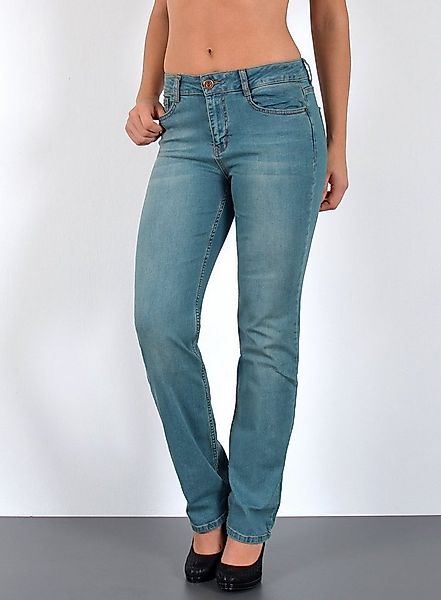 ESRA Straight-Jeans Damen Jeans Gerade hohe Leibhöhe Stretch-Jeans Damen Re günstig online kaufen
