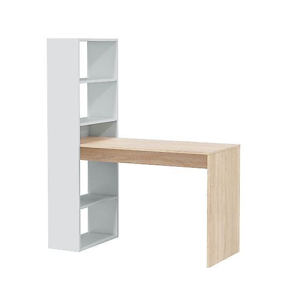 FORES HABITAT Regal-Schreibtisch 5 Fächer, Eiche günstig online kaufen