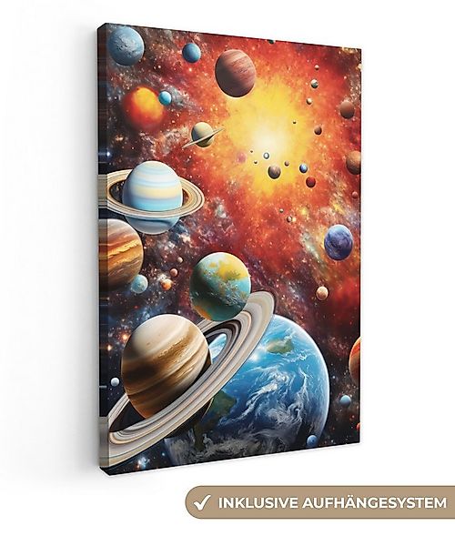 OneMillionCanvasses® Leinwandbild Planeten - Universum - Neon - Weltraum, F günstig online kaufen