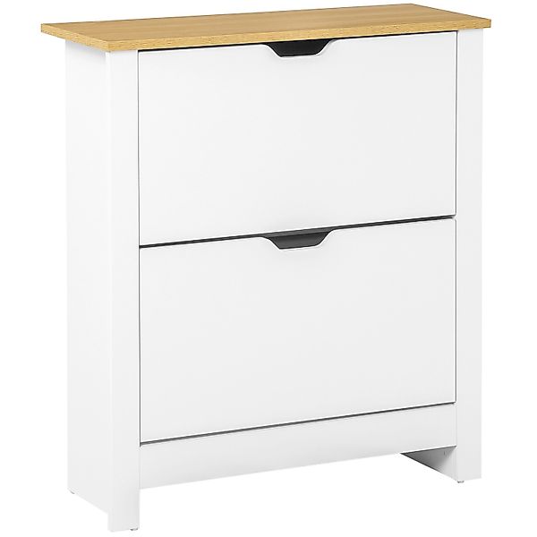 HOMCOM Schuhschrank mit 2 Klappen Spanplatte MDF Weiß 72L x 26B x 80H cm günstig online kaufen