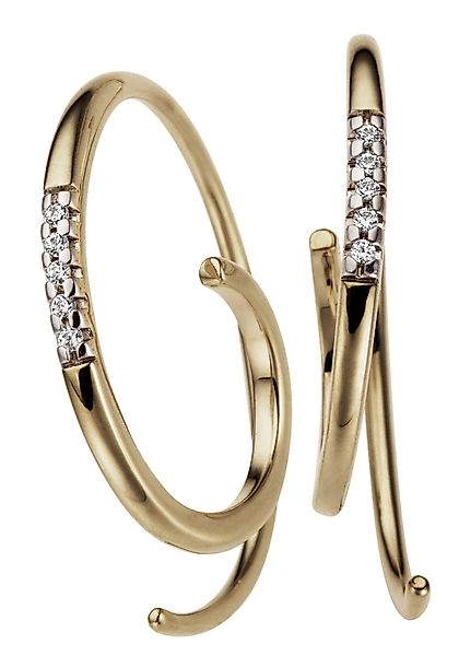 JOBO Paar Creolen "Ohrringe mit 10 Diamanten", 585 Gold günstig online kaufen