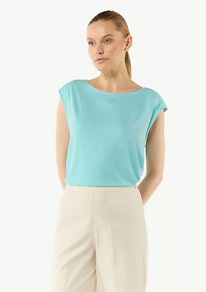 Comma Kurzarmshirt Relaxed-Fit-Shirt mit überschnittenen Schultern und Raff günstig online kaufen
