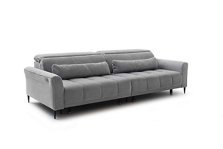 freiraum Big-Sofa Wolve, elektr. Sitzverstellung, 2 Kissen, graublau - 280x günstig online kaufen