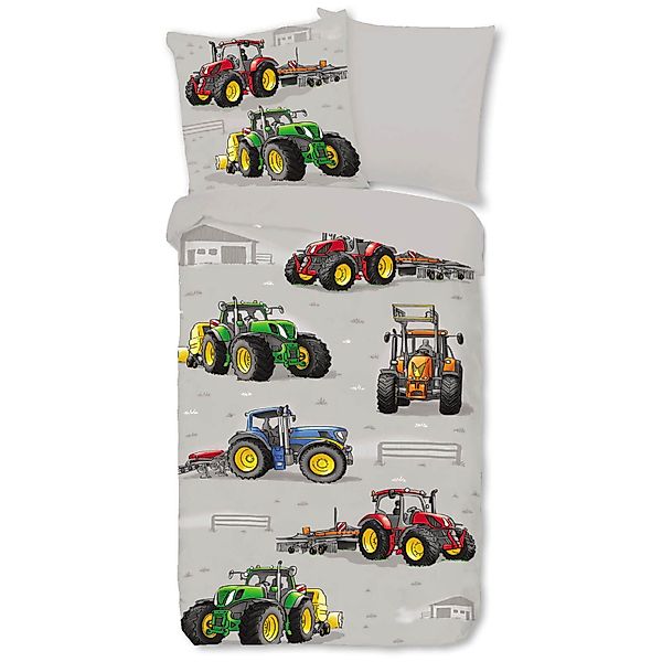 ESPiCO Kinderbettwäsche Traktor Grau, Renforcé, 2 günstig online kaufen