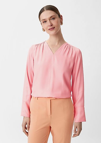 Comma Langarmbluse Viskosebluse mit V-Ausschnitt Raffung günstig online kaufen