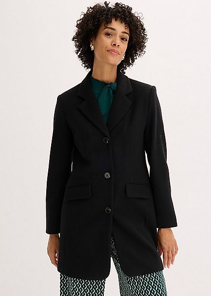 bonprix Kurzmantel Longblazer in Wolloptik, bequeme Passform, 1-Reiher günstig online kaufen