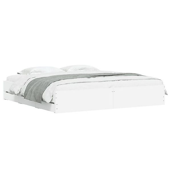 furnicato Bettgestell mit Schubladen Weiß 200x200 günstig online kaufen