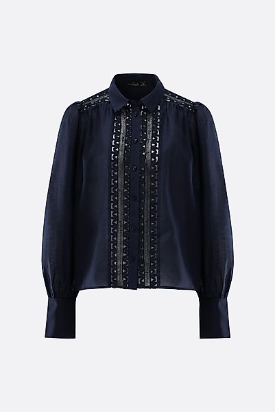 Hemdbluse mit Spitzeneinsätzen günstig online kaufen