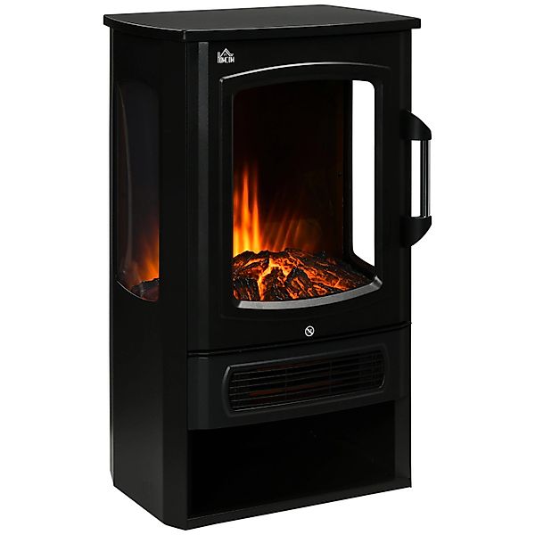 HOMCOM Elektrokamin freistehend, realistische LED-Flammen, Überhitzungsschu günstig online kaufen