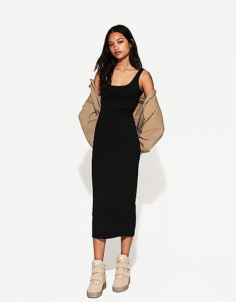 Bershka Midikleid Mit Trägern Damen L Schwarz günstig online kaufen