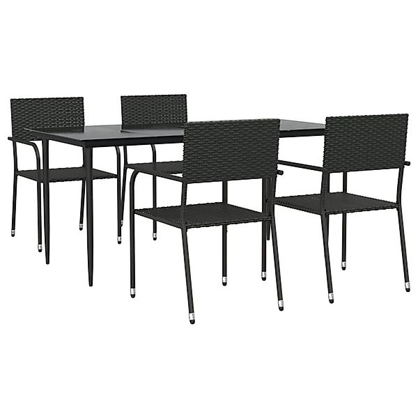 vidaXL 5-Tlg Garten-Essgruppe Schwarz Poly Rattan und Stahl 3203276 günstig online kaufen