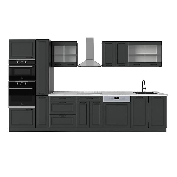 Vicco R-Line Küchenzeile Anthrazit Landhaus/Anthrazit 350 cm AP Marmor günstig online kaufen