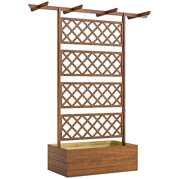 Outsunny Hochbeet mit Rankengitter Holz Gartenbeet mit Dach, Pflanzbeet für günstig online kaufen