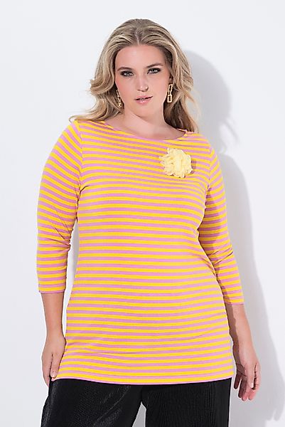 MIAMODA T-Shirt Ringelshirt A-Linie abnehmbare Blüten-Brosche günstig online kaufen