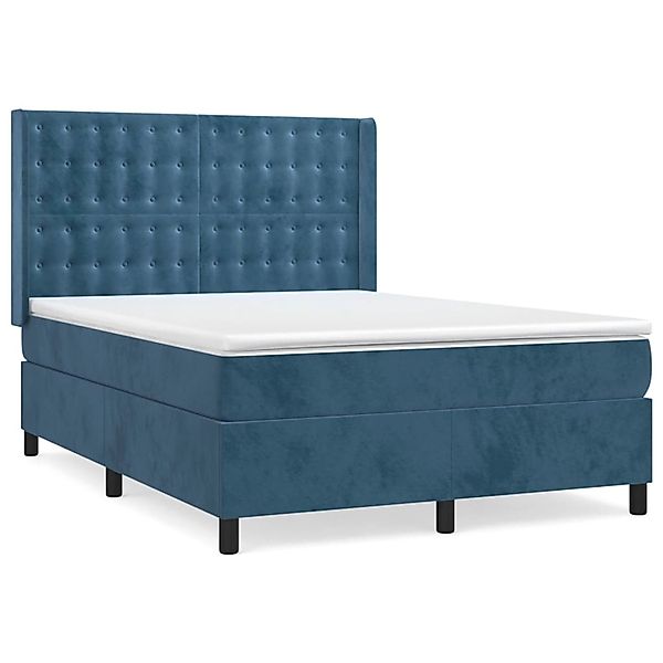 vidaXL Boxspringbett mit Matratze Dunkelblau 140x200 cm Samt1378805 günstig online kaufen