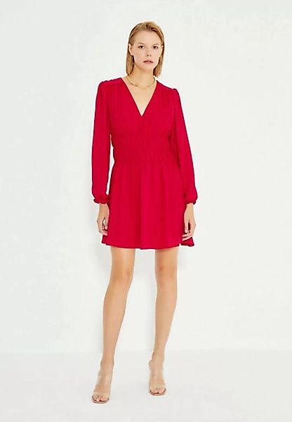 Just Like You Minikleid Rotes, langärmliges Kleid mit geraffter Taille günstig online kaufen