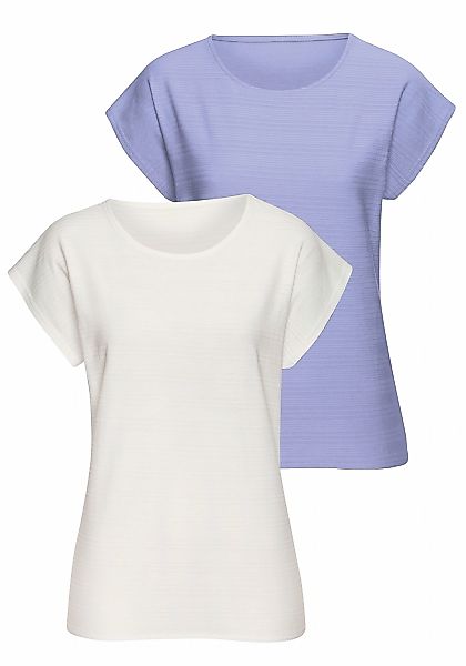 Vivance T-Shirt "mit modischer Streifenstruktur", (Packung), aus weicher Ba günstig online kaufen