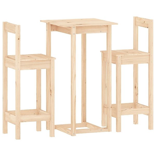 vidaXL Essgruppe 3-tlg. Bar-Set Massivholz Kiefer, günstig online kaufen