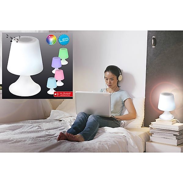 Näve LED-Deko-Tischleuchte mit Bluetooth Weiß rund günstig online kaufen