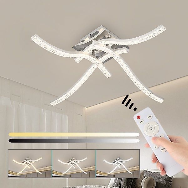 LETGOSPT Deckenleuchte 48W Kristall LED Deckenlampe, günstig online kaufen