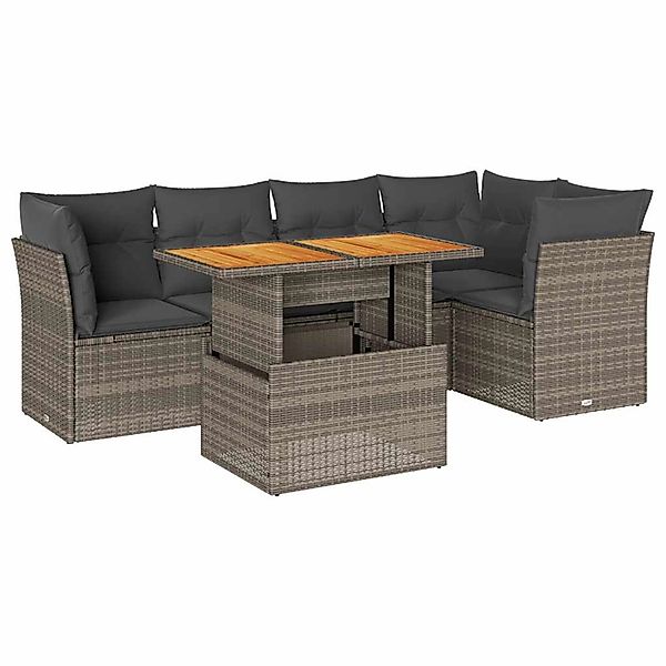 vidaXL 6-Tlg Garten-Sofagarnitur mit Kissen Grau Poly Rattan 3326930 günstig online kaufen