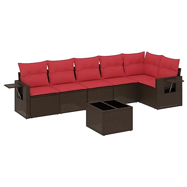 vidaXL 7-Tlg Gartensofa-Set mit Kissen Braun Polyrattan 3220203 günstig online kaufen