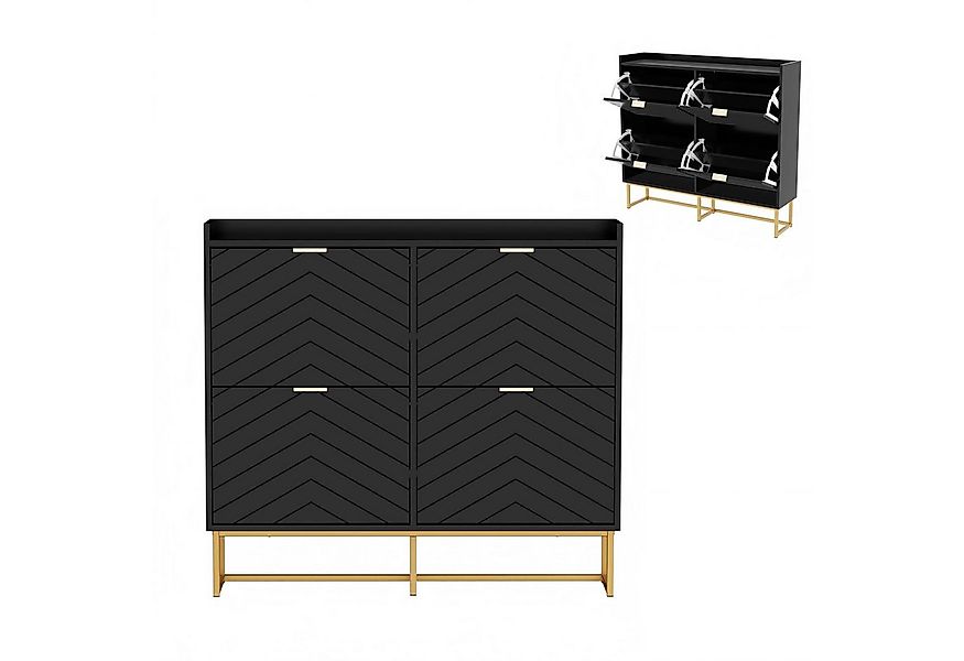 UEV Schuhschrank mit 4 Klappen, Schuhkipper Schmal, Schuhregal mit Metallfü günstig online kaufen